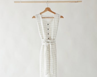 Linen Checked Classic Dress | made with 100% soft beautifully textured LINEN to last beyond the season