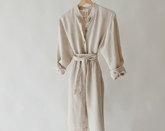 Linen Dress | ELA | made with 100% soft grey/beige beautifully textured LINEN to last beyond the season