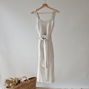 Linen Sun Dress SAVANA made with high quality 100% natural soft grey/beige LINEN to last beyond the season for the comfort of your days image 7