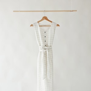 Linen Checked Classic Dress made with 100% soft beautifully textured LINEN to last beyond the season image 1