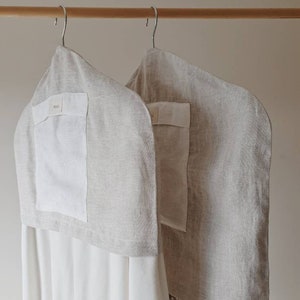 Linen Hanger Cover with a pocket for botanical aroma sachets Herbal Linen Hanger Cover Garment storage image 1