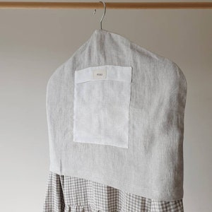 Linen Hanger Cover with a pocket for botanical aroma sachets Herbal Linen Hanger Cover Garment storage image 2