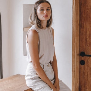 Vest Tank Top N002 - Raw Silk Jersey - Sleeveless Top - Women Tank Top - Made to order Tank