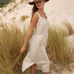 Linen Sun Dress SAVANA made with high quality 100% natural soft grey/beige LINEN to last beyond the season for the comfort of your days image 3