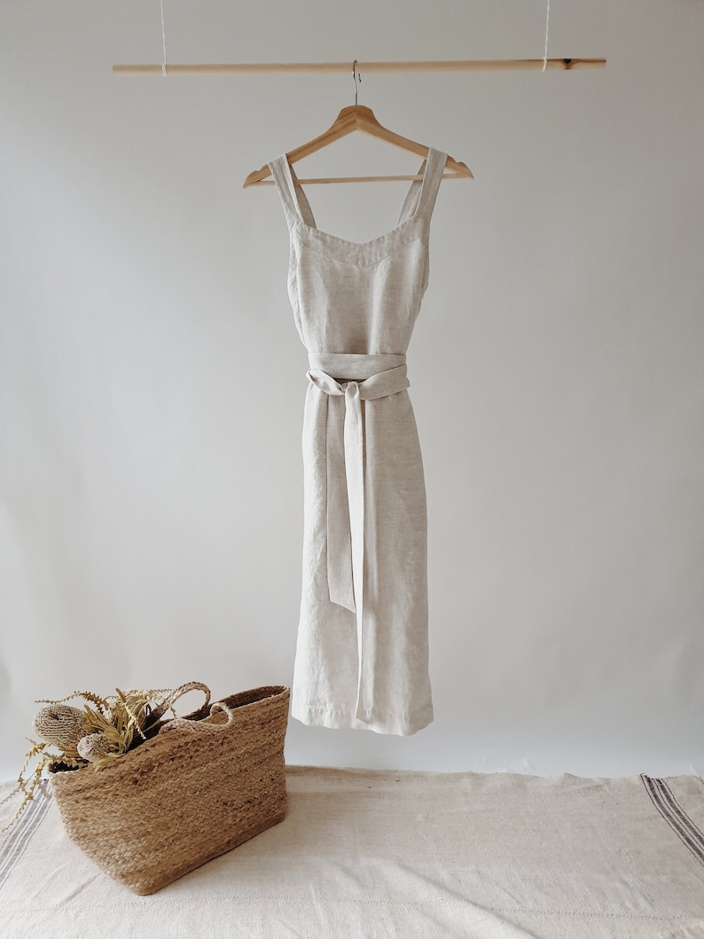 Linen Sun Dress SAVANA made with high quality 100% natural soft grey/beige LINEN to last beyond the season for the comfort of your days image 7