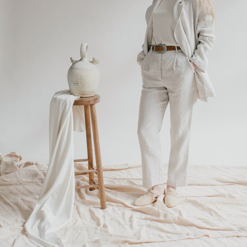 Tailored Linen trousers LUNA made to last beyond the season both for elegance & comfort of your days image 5