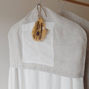 Linen Hanger Cover with a pocket for botanical aroma sachets Herbal Linen Hanger Cover Garment storage image 4