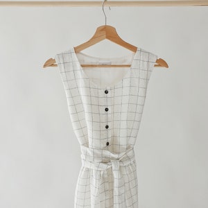 Linen Checked Classic Dress made with 100% soft beautifully textured LINEN to last beyond the season image 2