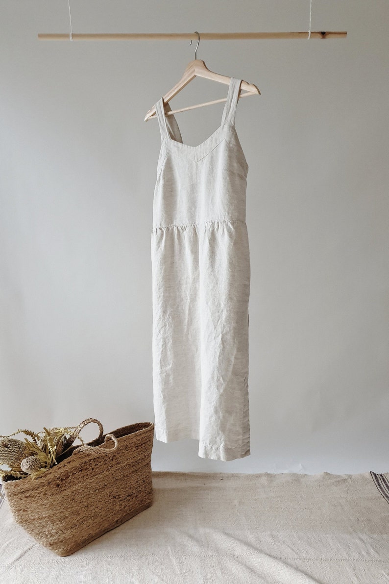 Linen Sun Dress SAVANA made with high quality 100% natural soft grey/beige LINEN to last beyond the season for the comfort of your days image 9