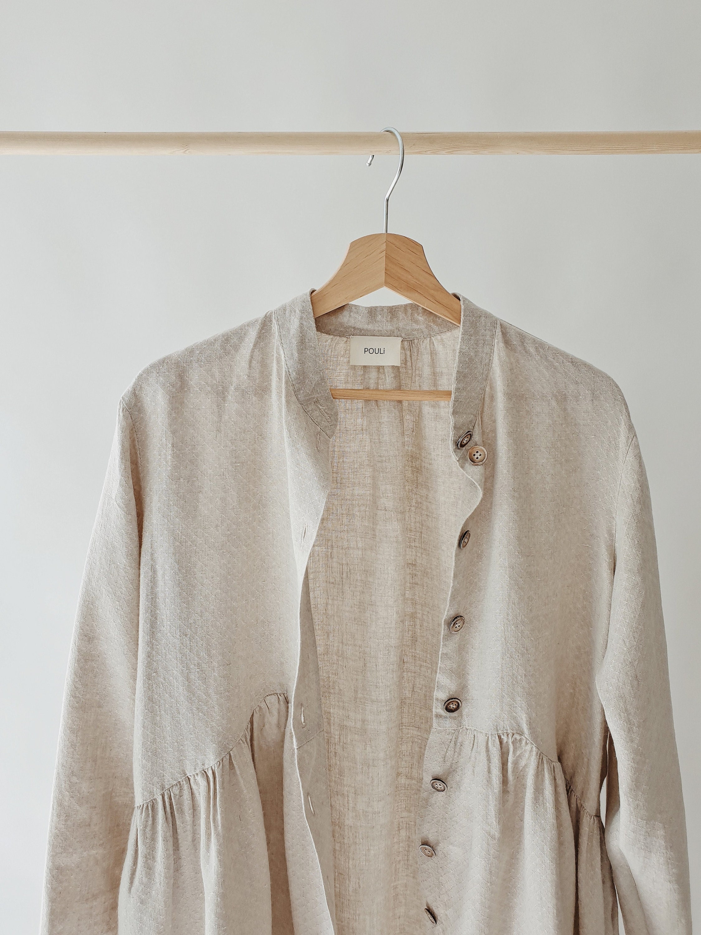 Linen Dress ELA made with 100% soft grey/beige beautifully | Etsy
