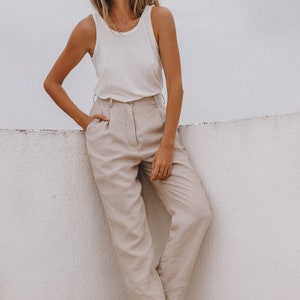 Tailored Linen trousers LUNA made to last beyond the season both for elegance & comfort of your days image 2