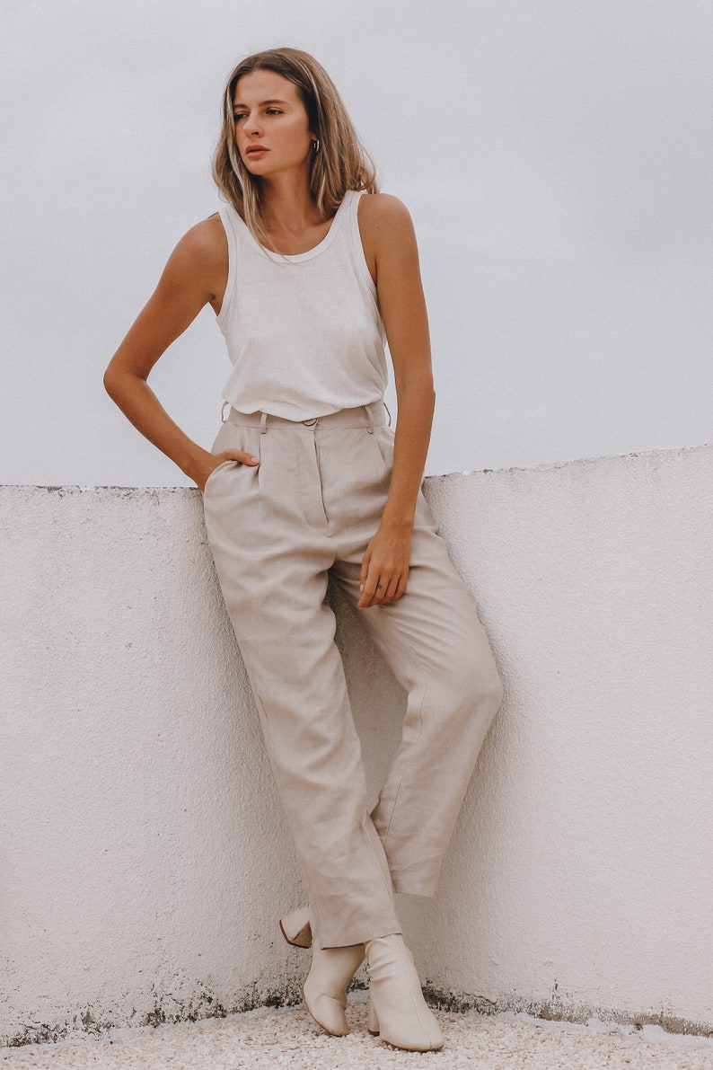 Tailored Linen trousers LUNA made to last beyond the season both for elegance & comfort of your days image 2