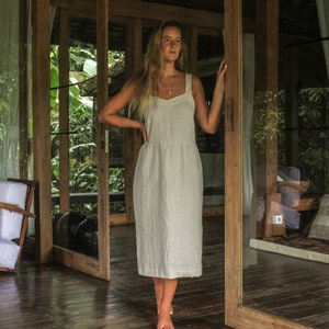 Linen Sun Dress SAVANA made with high quality 100% natural soft grey/beige LINEN to last beyond the season for the comfort of your days image 6