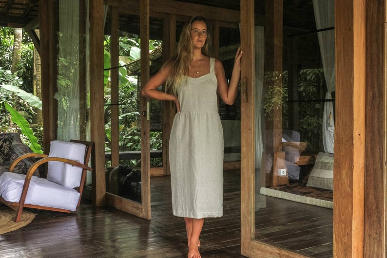 Linen Sun Dress SAVANA made with high quality 100% natural soft grey/beige LINEN to last beyond the season for the comfort of your days image 6