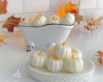 White Mini Pumpkin Soap, Pumpkin shaped soap, Fall Baby Shower Favors, Fall Wedding Party Favors, Fall bath decor, Personalized gifts