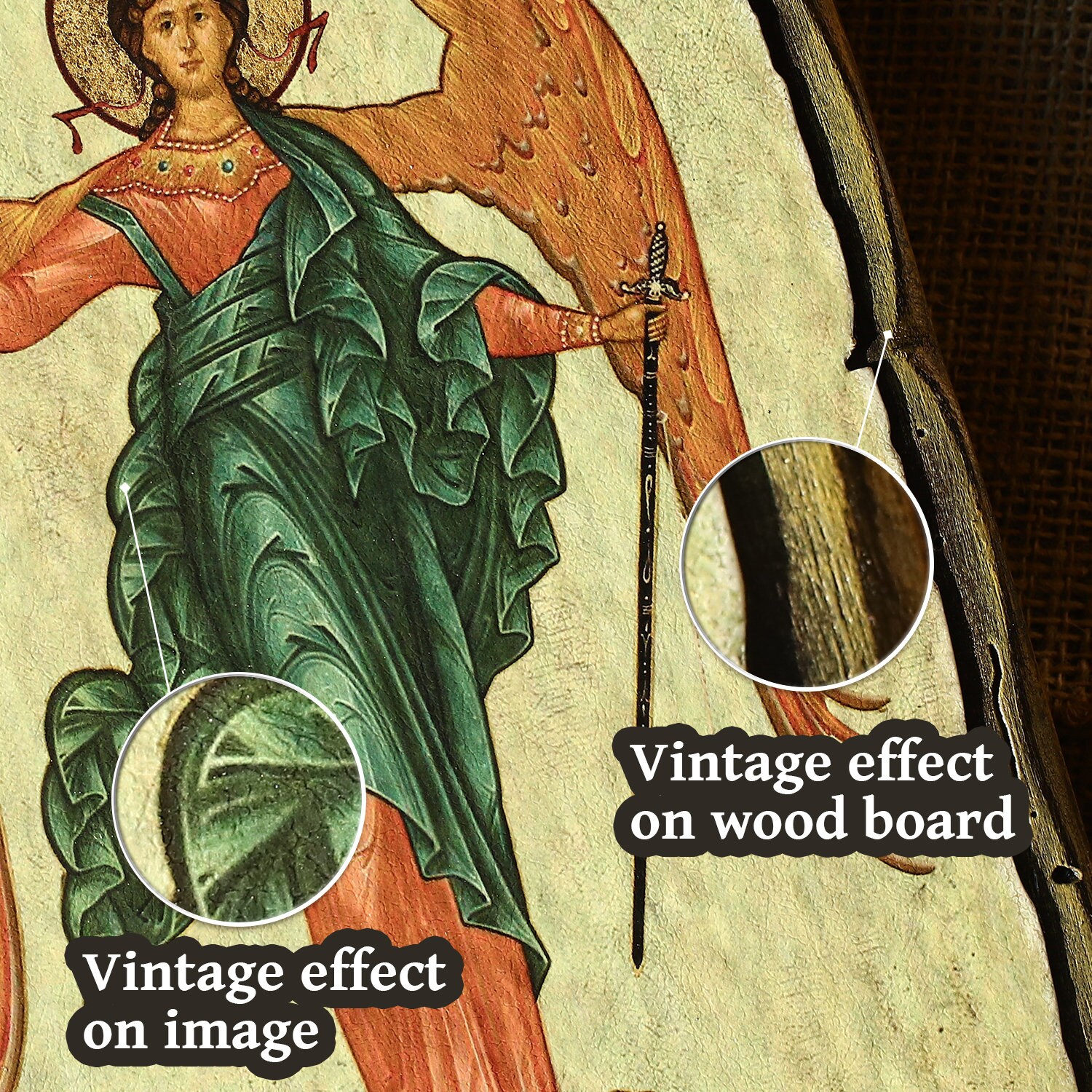 Handmade Wooden Guardian Angel Icon – Traditional Orthodox Art, Vintage ...