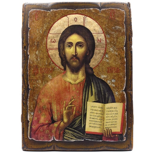 Handmade Wooden Christ Icon – Traditional Orthodox Art, Vintage
