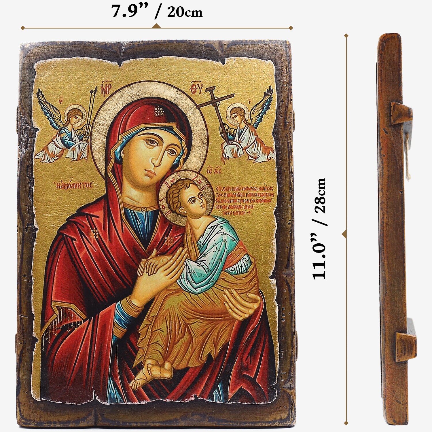 Handmade Wooden Orthodox Icon – Our Lady of Relentless Help, Vintage ...