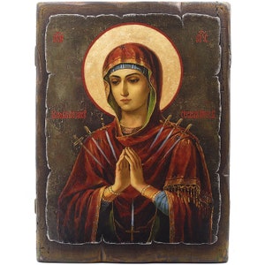 Handmade Wooden Orthodox Icon - St. Maria - Size 10.6''х7.9'' (27 cm х 20 cm) - Authentic Traditional Style & Vintage Effect