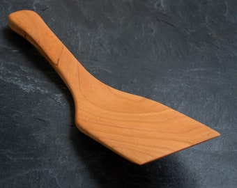 Mini espátula hecha a mano - pequeña espátula de brownie de madera - tornero de postre de madera de cerezo de 9" y herramienta para servir