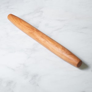 French Rolling Pin - 20” inch Tapered Rolling pin, French Style - Made in the USA with Pennsylvania Black Cherry Wood - Long Wooden Roller