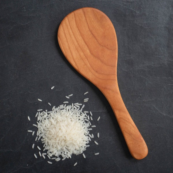 Palette de riz en bois faite main - Shamoji japonais pour mélanger et servir le riz - Fabriqué aux États-Unis