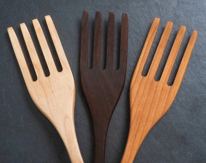 Handmade Wooden Pasta Fork - 12" Made in the USA - Spaghetti Server Utensil and Pasta Server
