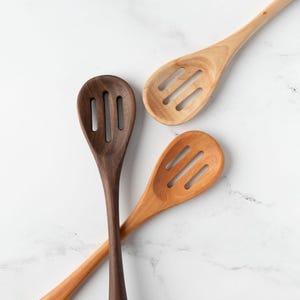 Wooden Slotted Spoon - 12" - Handmade Cooking Spoons for Straining Pasta and Vegtables