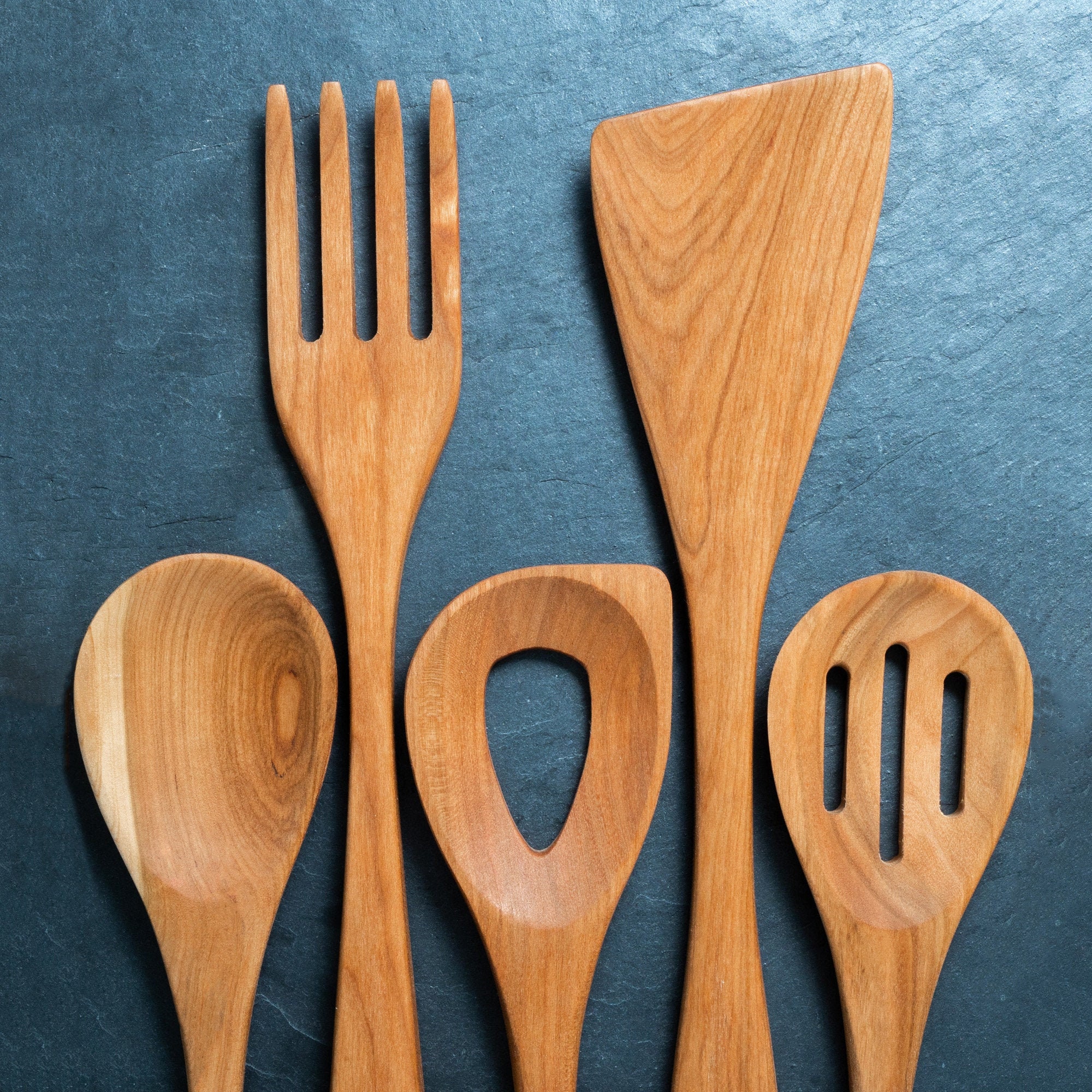 Handmade Kitchen Utensil Set 12 Wooden Spoon and Spatula Made in the USA  With Cherry, Maple, and Walnut Amish Wood Spoons 