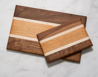 Striped Cutting Board - Made in Pensylvania with Cherry, Maple and Black Walnut