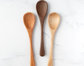 Handmade Wooden Spoons - 12” Cooking Spoon, Hand Carved, Made in the USA with Pennsylvania Black Cherry, Maple, and Walnut Wood