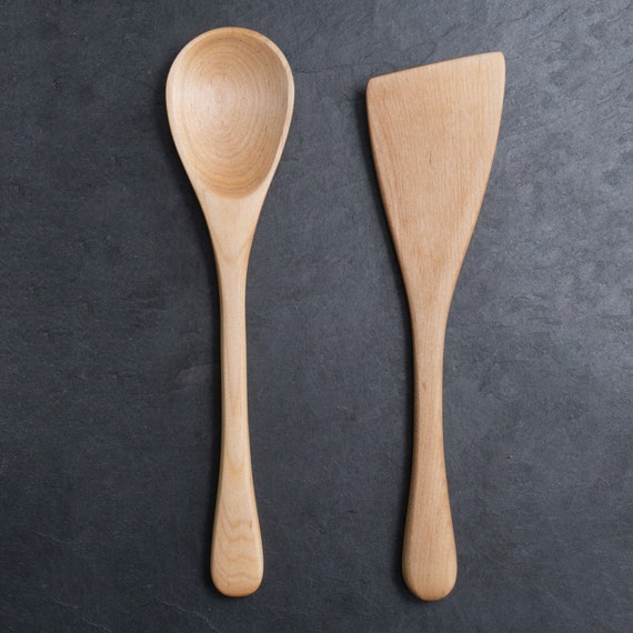 Left-Handed Wood Spatula and Cook Spoons 3-PC Set