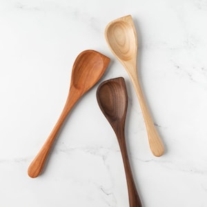 12" Wooden Corner Spoon, Handmade Lancaster Cast Iron Wood Spoons for Saute, Baking, Mixing, and Serving