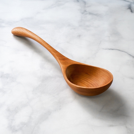 Handmade Wooden Ladle 12 Hand Carved Large Soup Ladle, Made in the USA With  Pennsylvania Black Cherry Wood Big Dipper Wooden Spoon 