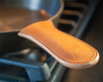 Leather Handle Cover for Cast Iron Skillets & Pans