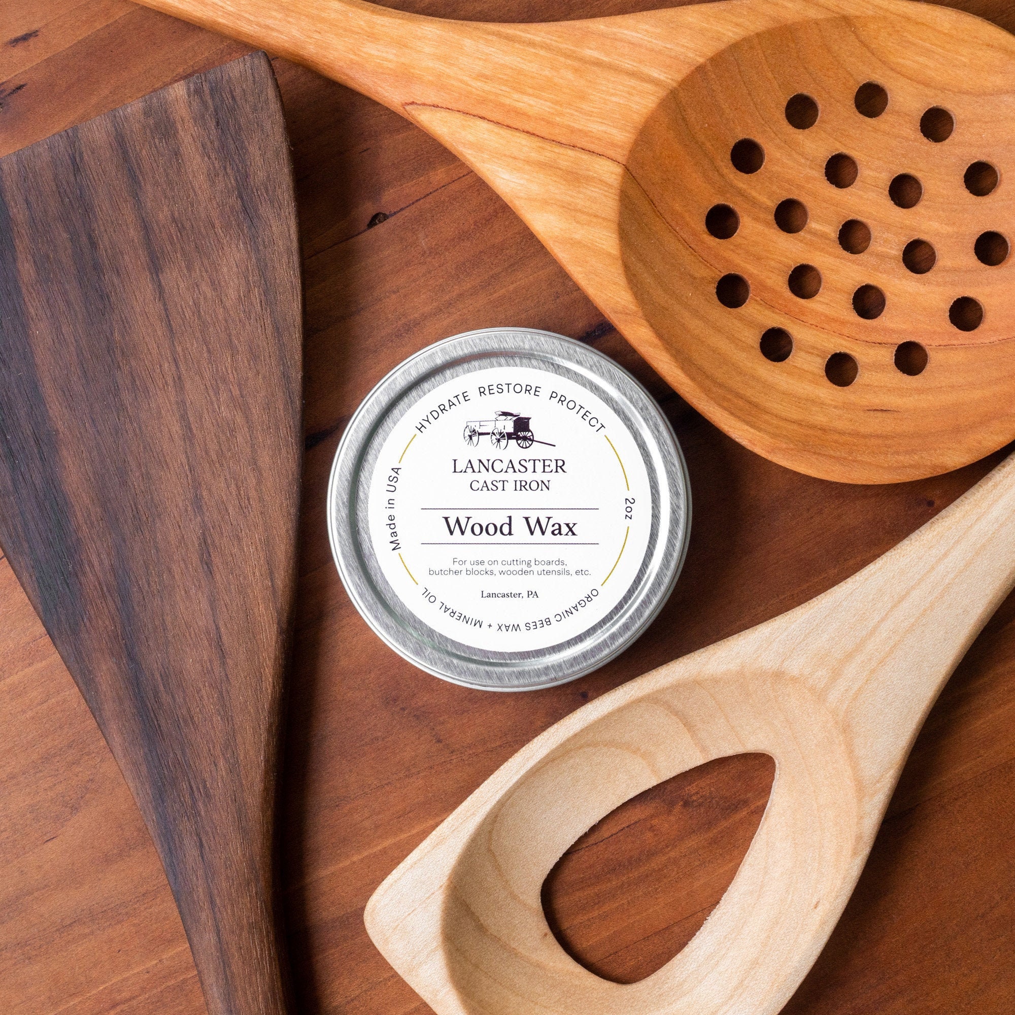 Board and Spoon Wood Wax 2 Oz Organic Beeswax and Mineral Oil