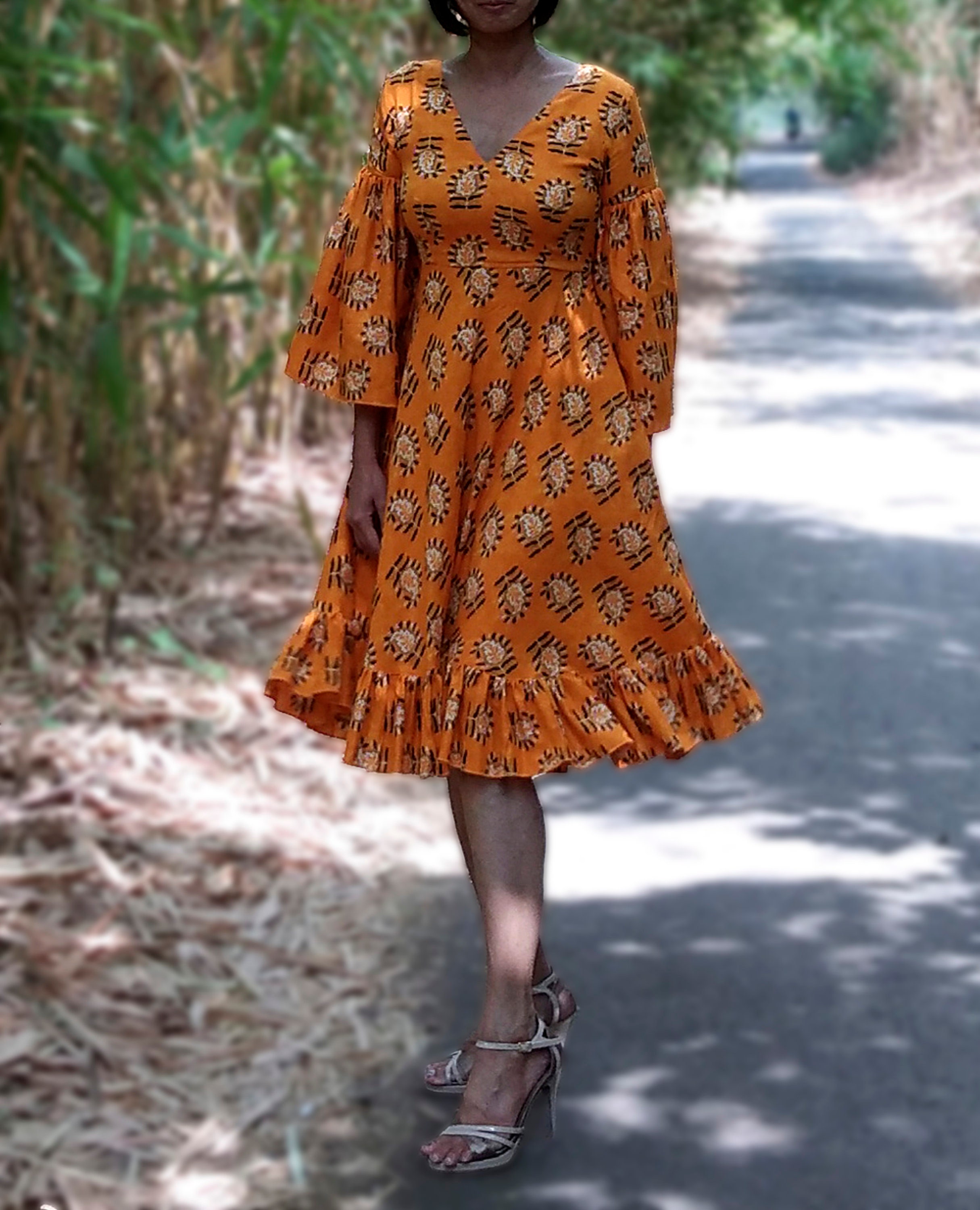 Custom Made Indian Rayon Cotton Summer Ruffle Short Dress | Etsy
