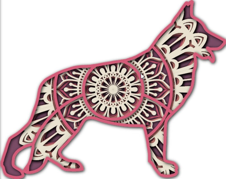 German Shepherd Dog 3D Mandala Silhouette SVG File for Cutting - Etsy