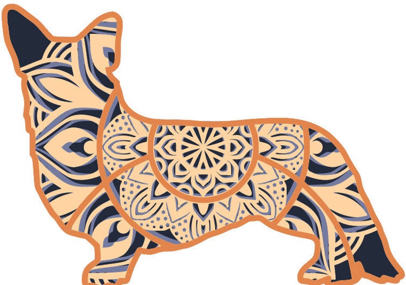 Corgi 3D Dog Mandala Silhouette SVG File for Cutting 4 Layers - Etsy