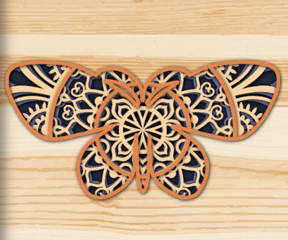 Download Butterfly 2 Archivo 3D Mandala Silhouette SVG para Corte 4 | Etsy
