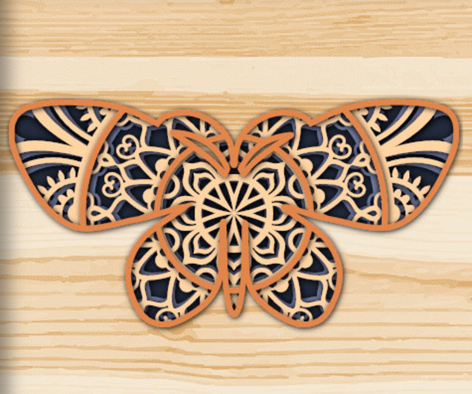 Download Butterfly 2 Archivo 3D Mandala Silhouette SVG para Corte 4 | Etsy