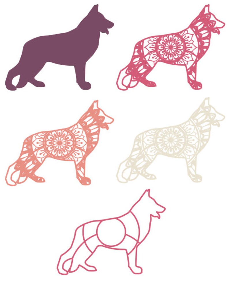 Download German Shepherd Dog 3D Mandala Silhouette SVG file for ...