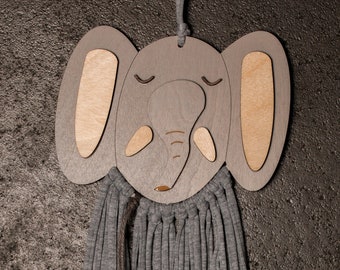 Elephant Wall Hanger for Children's Room Decoration/Elephant Head/Boho Wall Art Macramé/Safari/Africa/Animals