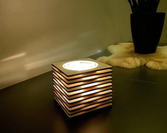 Wood Lantern/Tealight/Tealight Holder - Cubes with Glass for Indoor and Outdoor /Gastro/Wedding/Birthdays/Personalized