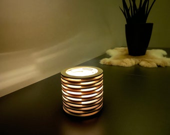Wood Windlight/TeaLight/Tea Light Holder - Cylinder with Glass for Indoor and Outdoor /Gastro/Wedding/Birthdays/Personalized