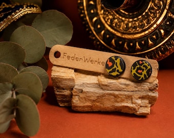 Ohrstecker mit Leopardenmuster, Leo Schmuck, Holzschmuck, Edelstahl Schmuck, Geschenkidee, Geburtstagsgeschenk, Handarbeit, Festival Schmuck