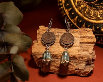 Ohrschmuck Holz, Holzschmuck, Edelstahl Schmuck, Handarbeit, Symbol Sonne, Geschenkidee, Muttertag, Geburtstag, Festival Schmuck