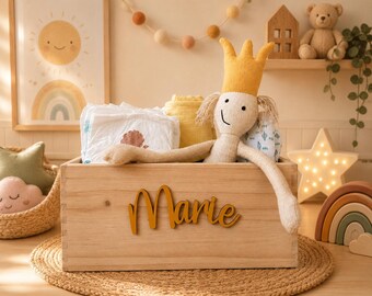 Geschenk zur Geburt, personalisiertes Geschenk, personalisierte Holzkiste, Babyparty, Geschenkidee, Kinderzimmer Deko, Erinnerungskiste