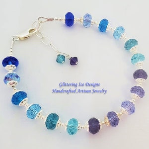 Northern Lights Austrian Crystal Bracelet, Crystal Bracelet in Shades of Blue & Purple, Prom Bracelet, Birthday Bracelet, Gift Bracelet