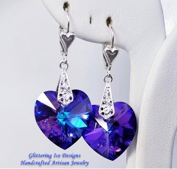 Purple heart earrings deals